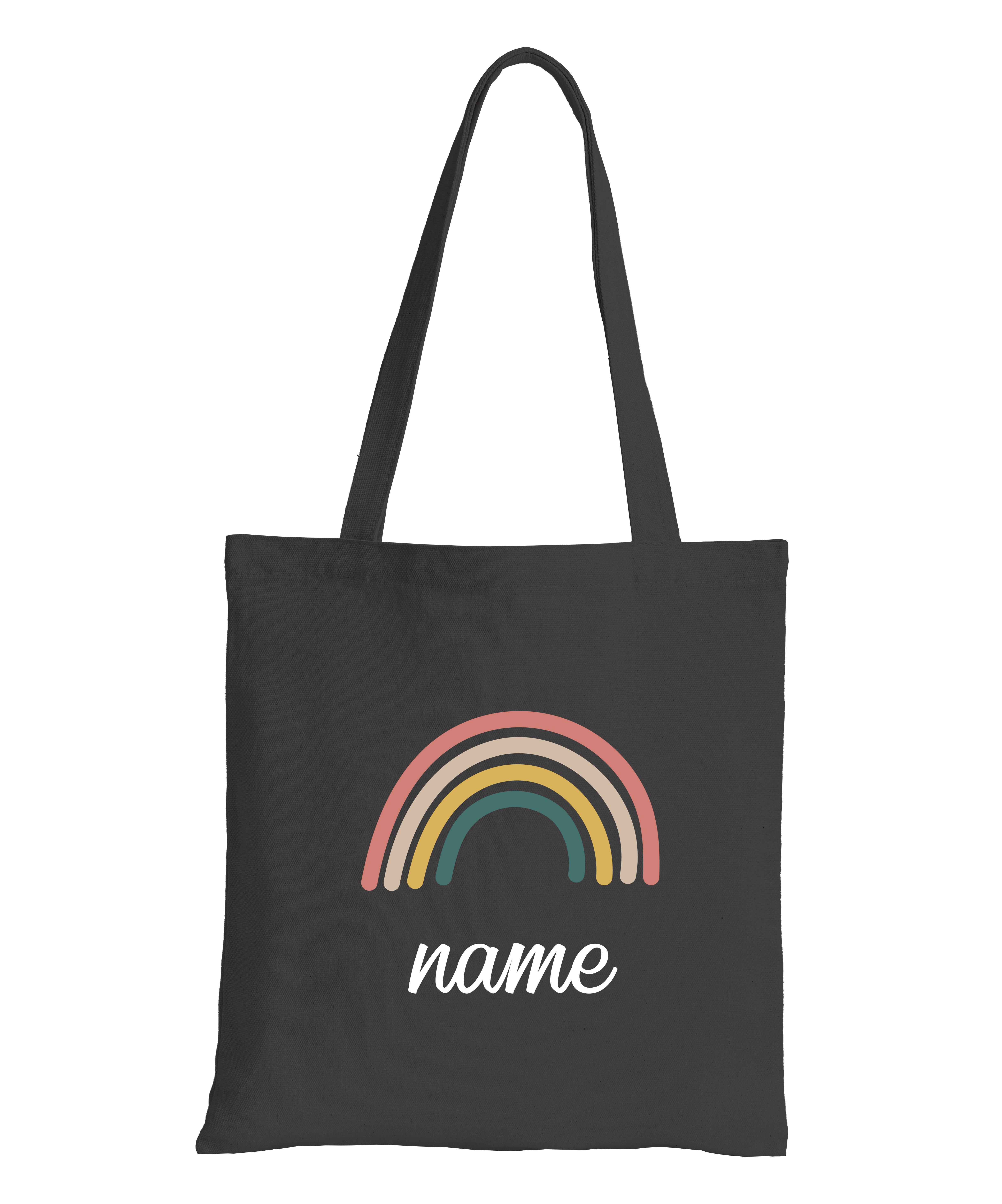 Personalised Rainbow Cotton Eco-friendly Black Tote Bag